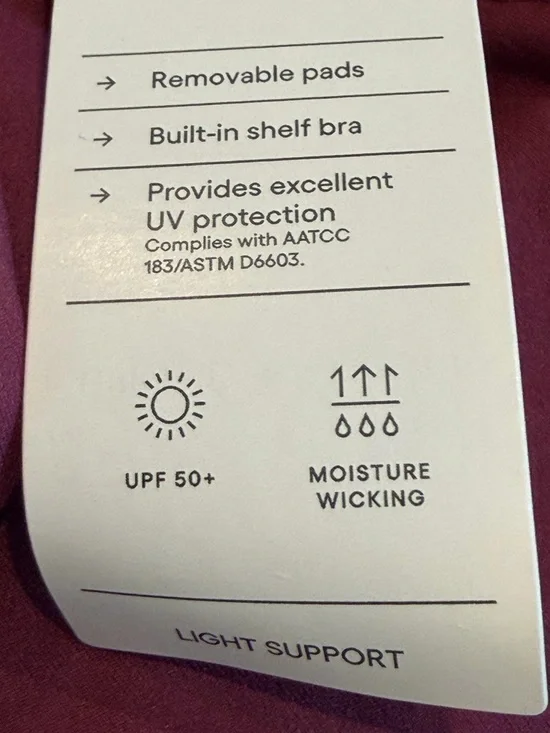 ALL IN MOTION Sports Bra LIGHT SUPPORT LONGLINE Dark Red UPF 50 Size XL - Picture 5 of 6